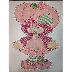 1981 RASBERRY TART fabric pillow panel  cut and sew doll pre cut vintage B1